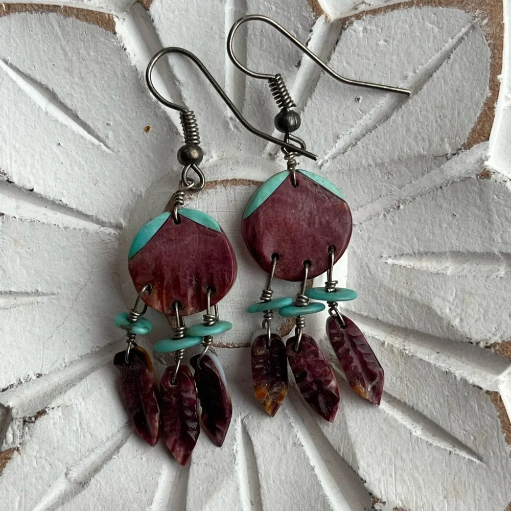 Turquoise & albacore dream catcher earrings - Picture 1 of 4
